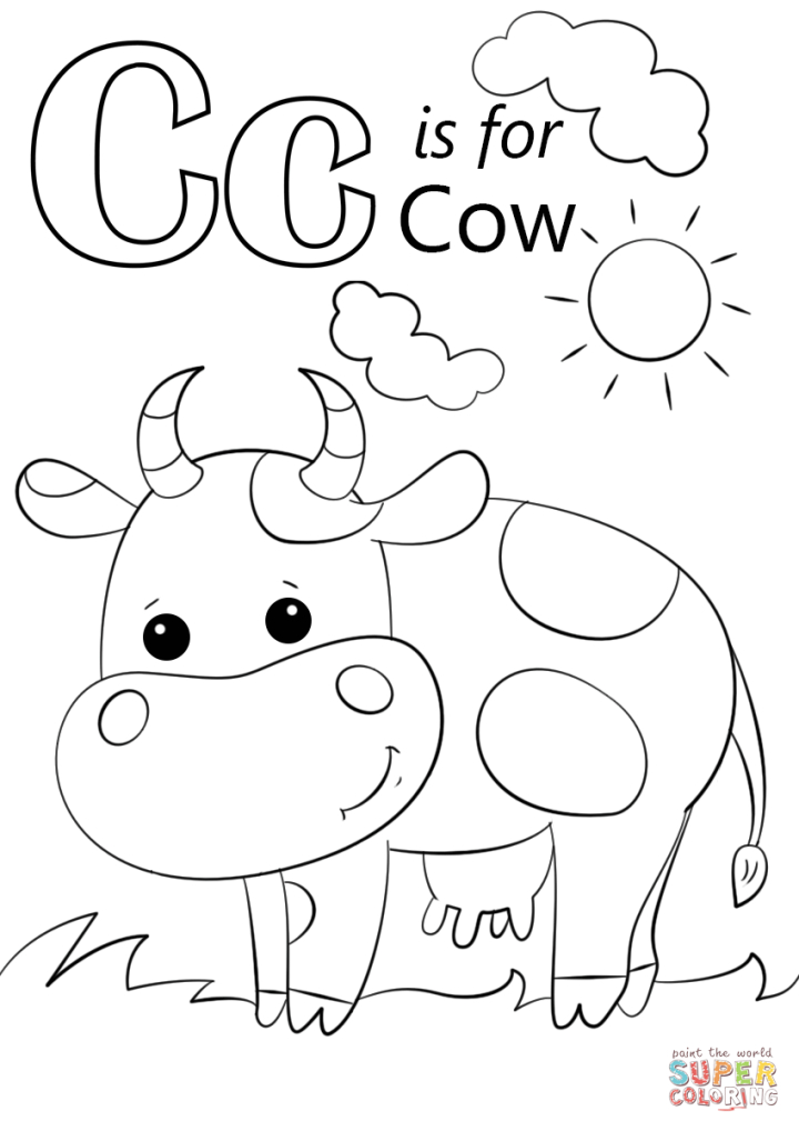 letter,coloring,pages,cow,coloring,page,printable,free download,png,comdlpng