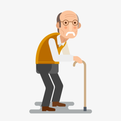 cartoon old man walking