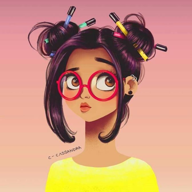nerdy girl with glasses drawing - Clip Art Library