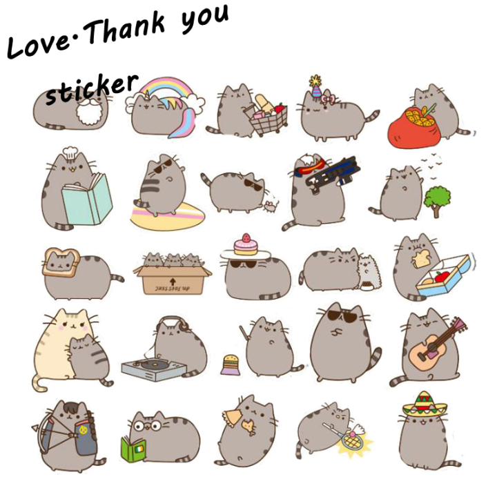 Free: 100 Pcs/lot Cartoon Pusheen Cat Cute Stickers For Tab Phone Laptop  ... 