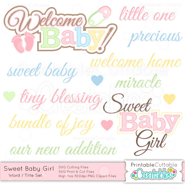 cuts,set,svg,sweet,baby,clipart,girl,wordtitle,free download,png,comdlpng