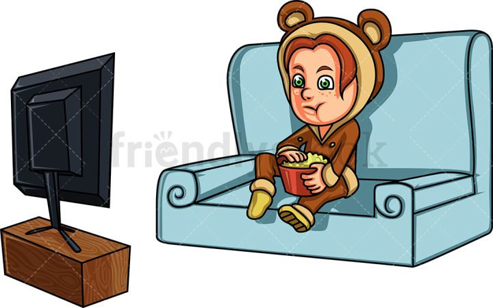 girl watching tv cartoon