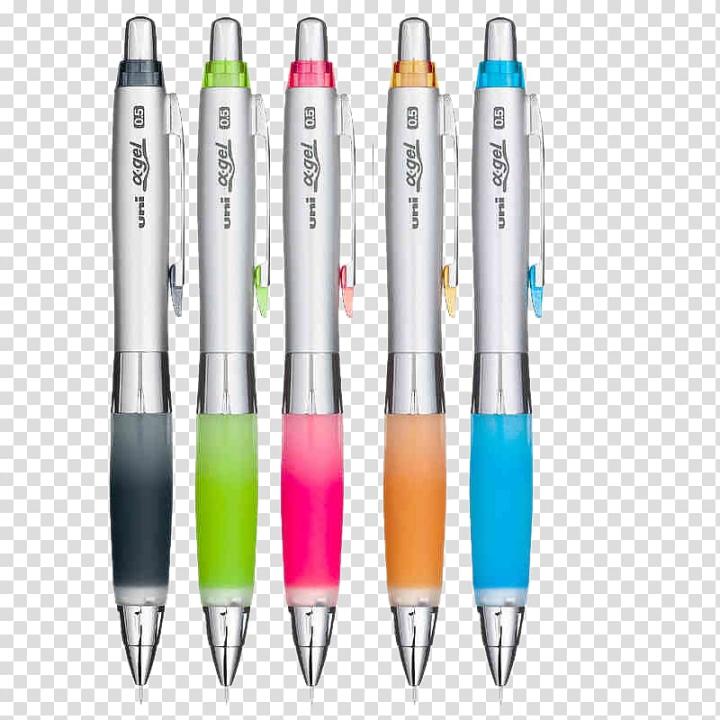 Colorful Gel Pens On White Background Stock Photo - Download Image