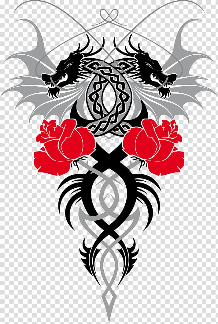 chinese,dragon,rose,symmetry,fictional character,flower,tattoo,symbol,stock photography,rose tatoo,graphic design,fantasy,crest,black and white,visual arts,chinese dragon,png clipart,free png,transparent background,free clipart,clip art,free download,png,comhiclipart