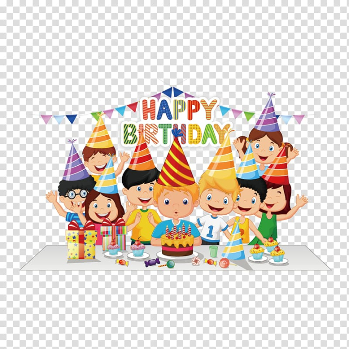 Birthday party vector seamless pattern. Outline illustrations of cake