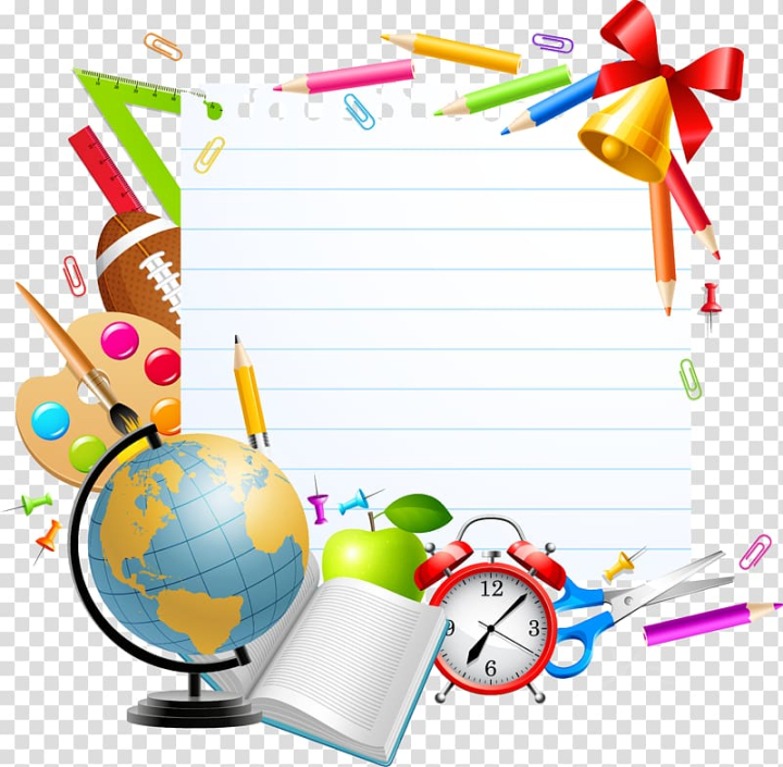 Free: Desk globe with black base, Paper frame School Illustration, Cartoon  pencil bell frame material without matting transparent background PNG  clipart 