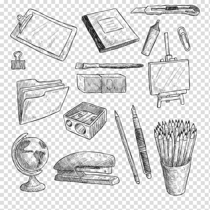 free art supplies clipart black and white