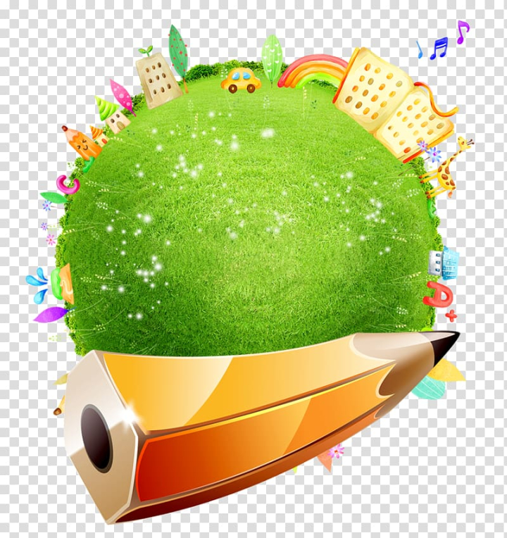 Free: Yellow pencil and green world illustration, Student Pre-school Poster  Banner Learning, School elements transparent background PNG clipart -  