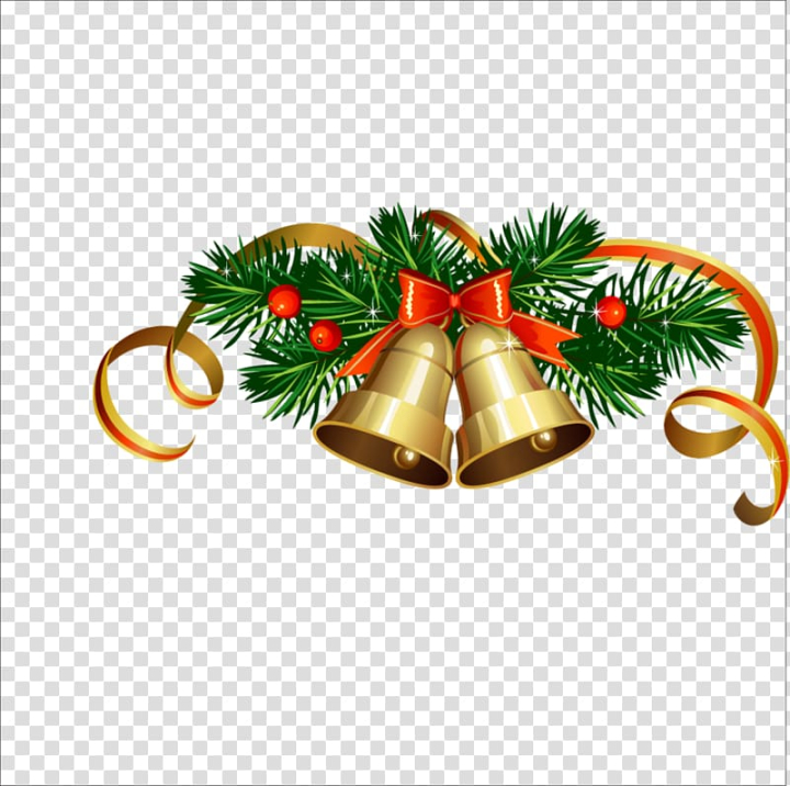 Christmas Bell With Bow And Leaves, Bell, Christmas, Outline PNG  Transparent Image and Clipart for Free Download