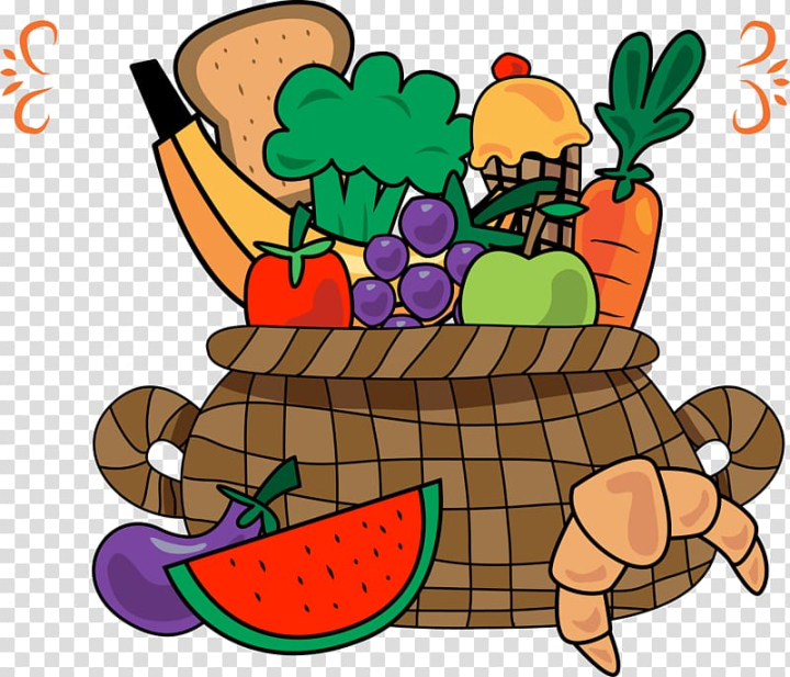 Free: Fruit Vegetable Basket, hand-drawn cartoon Fruits and Vegetables  transparent background PNG clipart 