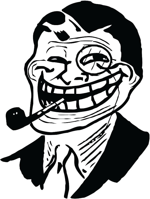 Meme illustration, Large Troll Face, people, troll face png