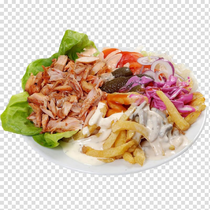 doner,kebab,french,fries,leaf vegetable,seafood,beef,recipe,cuisine,vegetables,salad,sauce,side dish,thai food,tuna salad,vegetarian food,american chinese cuisine,restaurant,menu,asian food,dish,garnish,meat,mediterranean food,waldorf salad,shawarma,doner kebab,french fries,food,cooked,white,ceramic,plate,png clipart,free png,transparent background,free clipart,clip art,free download,png,comhiclipart