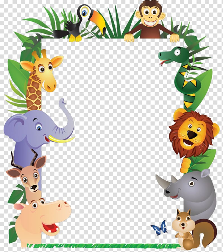 Free: Assorted-animal frame , Hippopotamus Drawing , jungle transparent background  PNG clipart 
