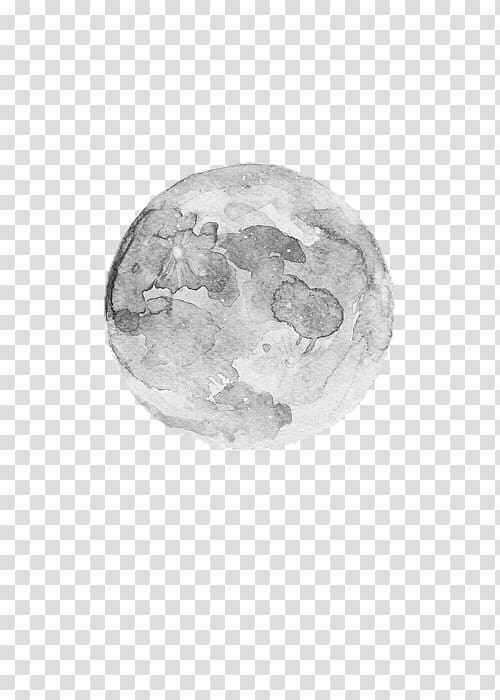 Free: Moon illustration, Watercolor painting Ink wash painting Moon ...