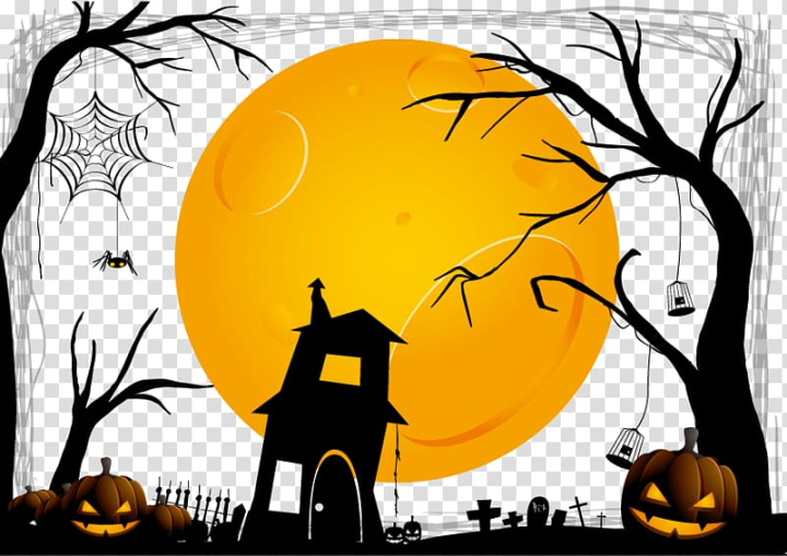 Free: Halloween house under moon , Halloween , Halloween Background  transparent background PNG clipart 