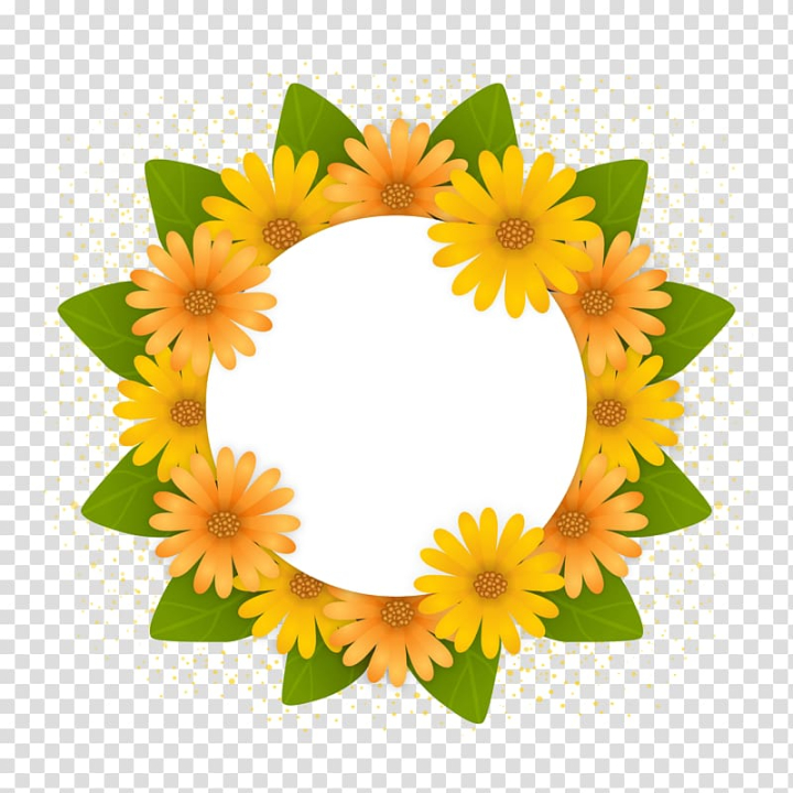 Free: Round yellow daisies frame illustration, India Onam Illustration,  chrysanthemum wreath of green leaves transparent background PNG clipart -  