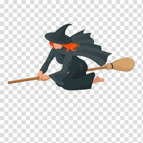 Free: Broom Witchcraft Silhouette Illustration, A cartoon witch riding a  magic broom transparent background PNG clipart 