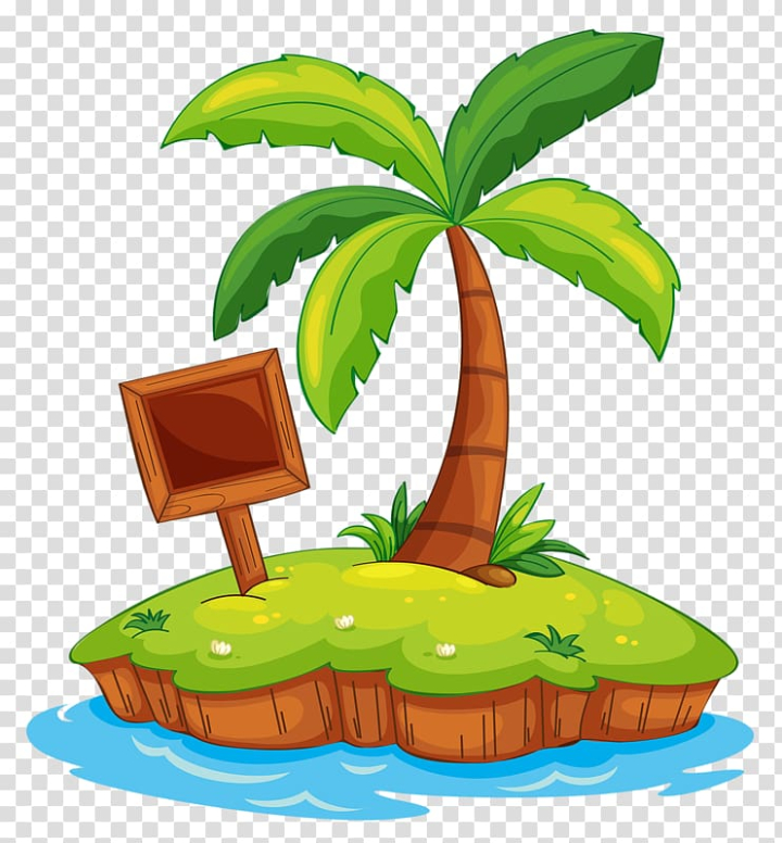 Free: Coconut tree animated poster, Island Cartoon , Offshore islands  transparent background PNG clipart 