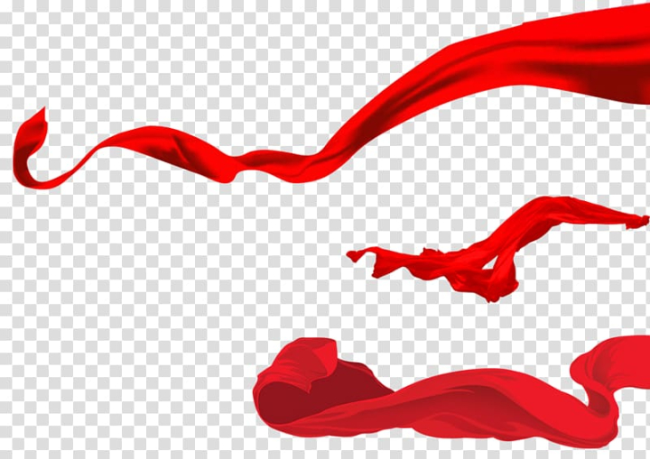 Free: Three red ribbons art, Red Ribbon Silk , Red fly color streamers  transparent background PNG clipart 