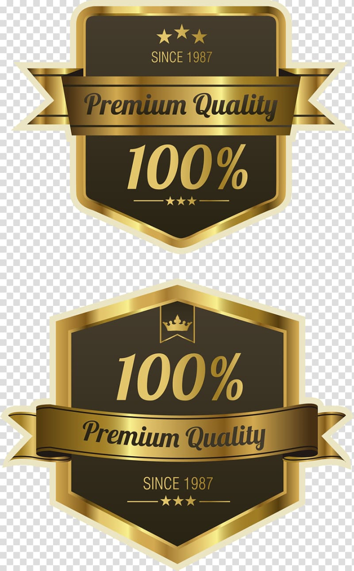 Free: Quality Label , hand painted gold badge transparent background PNG  clipart 