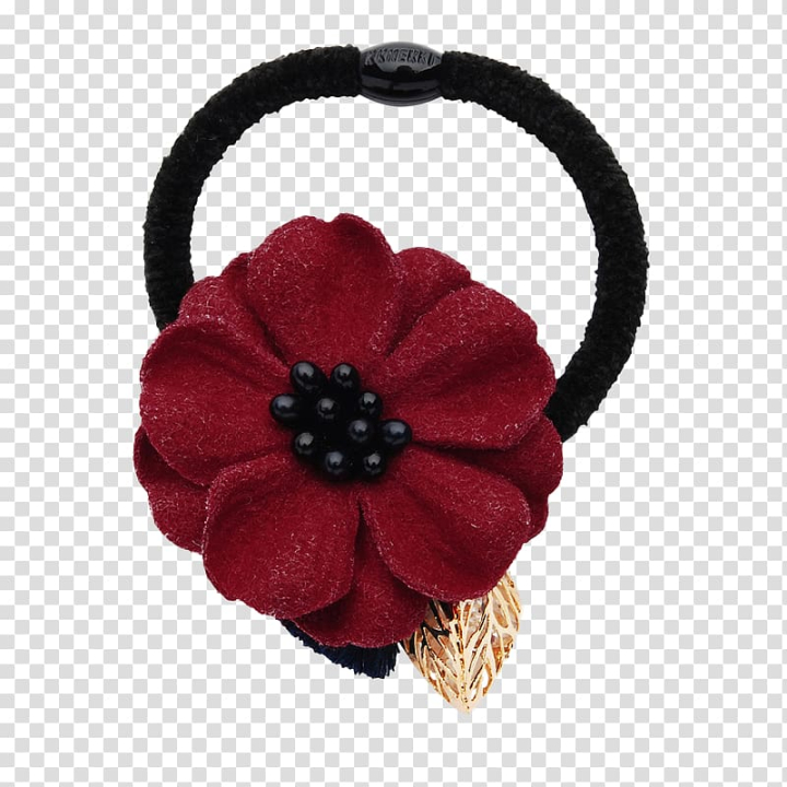 Free: Hair tie Barrette Red Rubber band, Red flower hair accessories rubber  band transparent background PNG clipart 