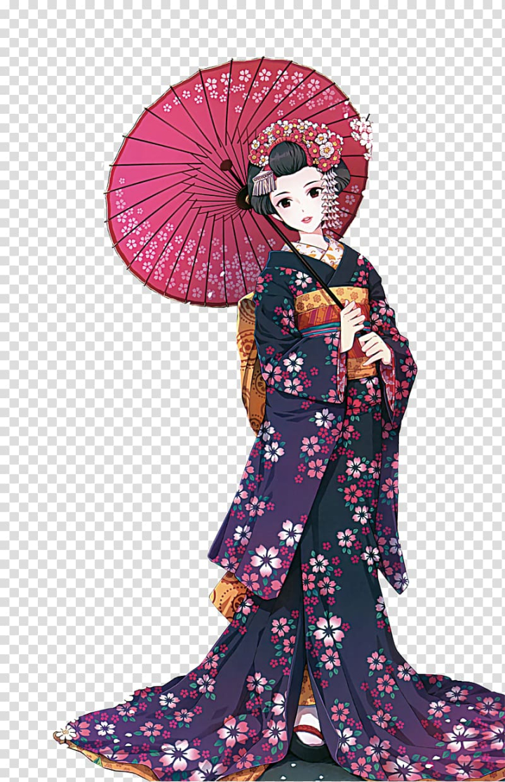 Draw black white japanese girl geisha Stock Illustration | Adobe Stock