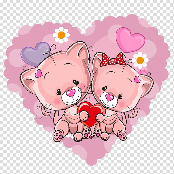 Yuri Couple Clipart Transparent Background, Pink Cute Cat Icon