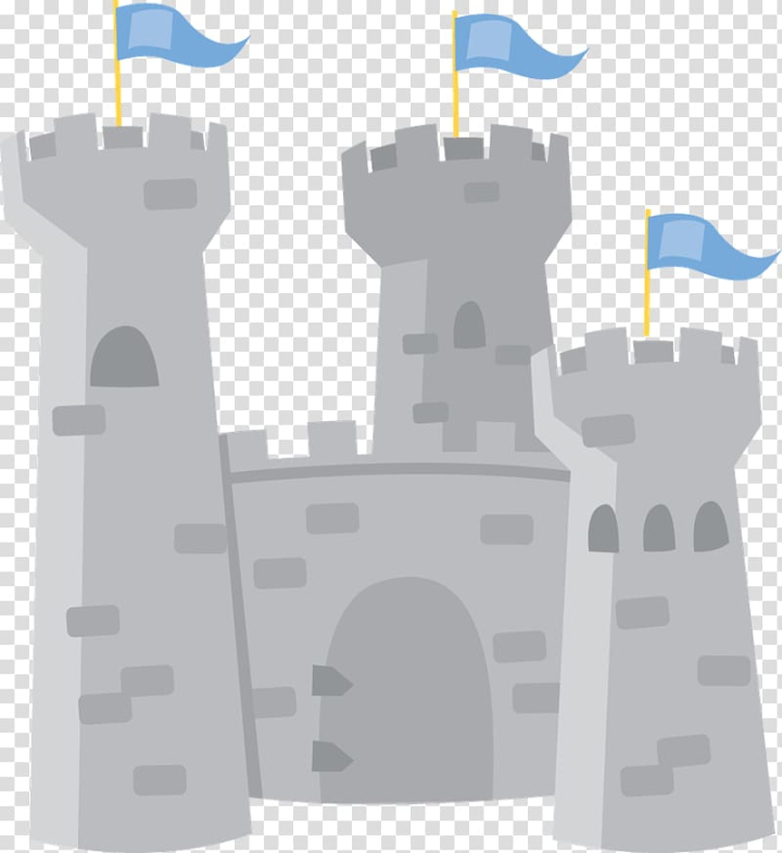 Free: King Arthur Princess , Cartoon gray castle with blue banner  transparent background PNG clipart 