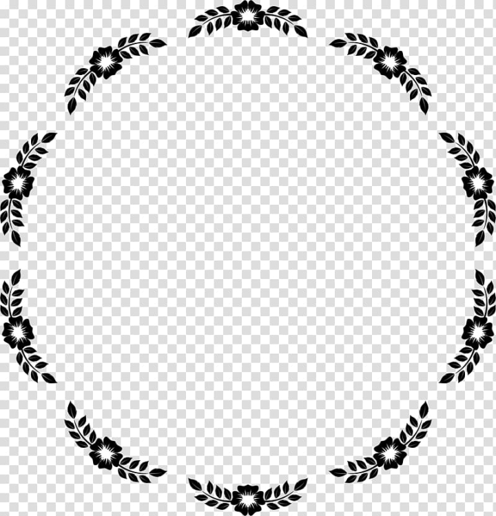 Free: Round black and white floral border, Flower Borders and