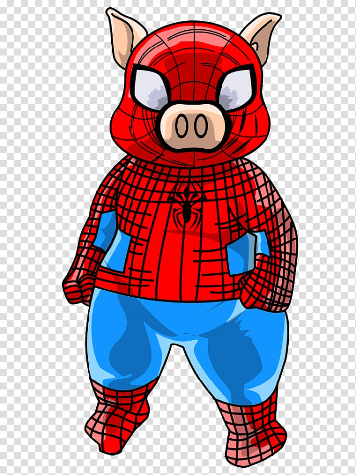 spider,pig,costume,t,shirt,man,fictional character,cartoon,animal,clothing accessories,pork,artwork,spiderman,spider pig,red,halloween,character,tshirt,png clipart,free png,transparent background,free clipart,clip art,free download,png,comhiclipart