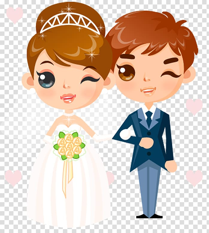 Free: Newlywed couple illustration, Wedding invitation Cartoon , Wedding  People transparent background PNG clipart 