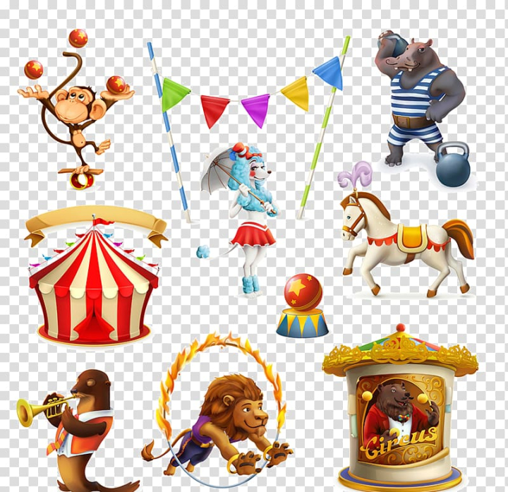 Free: Circus animal lot, Circus Cartoon Illustration, Circus animal  transparent background PNG clipart 
