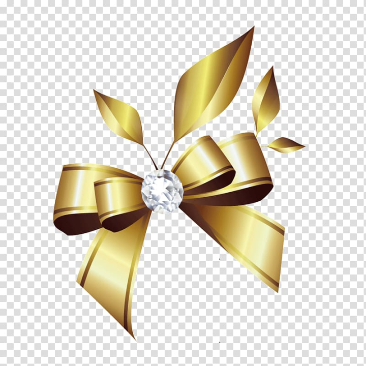 Download Golden Yellow Ribbon Bow Tie PNG