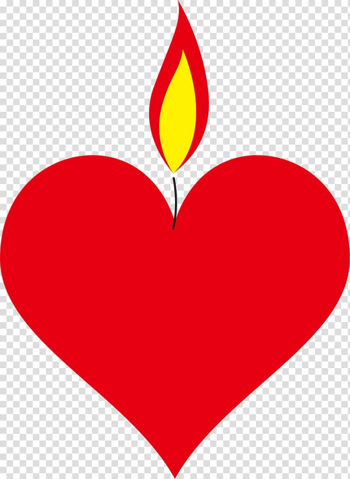 Burning heart shaped candle over red background, Stock image