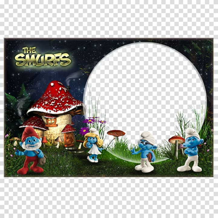 Free: The Smurfs , Smurfette frame The Smurfs, Dwarfs cartoon border  transparent background PNG clipart 