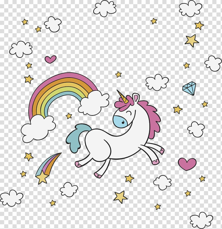 Free: Unicorn with rainbow , Unicorn Drawing Illustration, Happy running  unicorn transparent background PNG clipart 