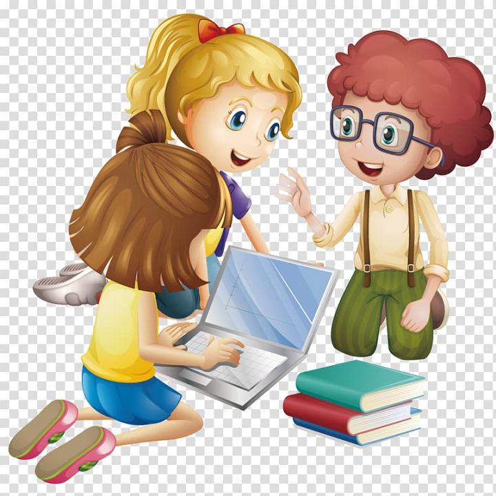 Free: Animated girl using laptop, Student Cartoon Learning Education,  Pupils discuss learning transparent background PNG clipart 