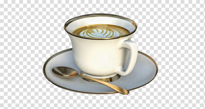 White realistic coffee cup with smoke isolated on transparent