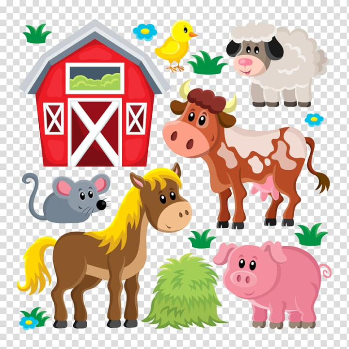 Free: Domestic pig Live Sheep Farm , farm animals, illustration of animals  and red barn transparent background PNG clipart 
