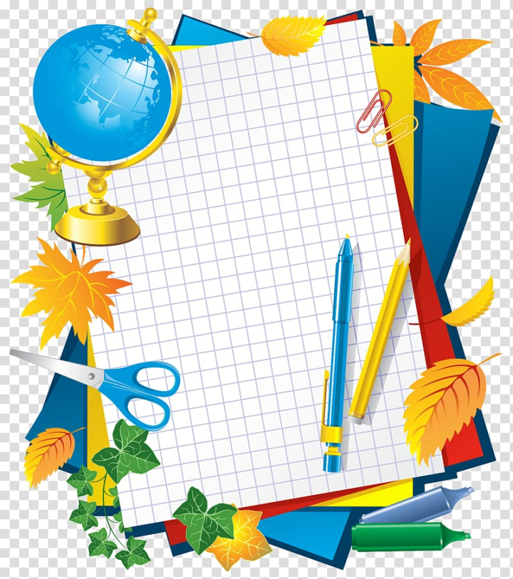School Supplies Frame Colorful Paper Background Stock Photo by