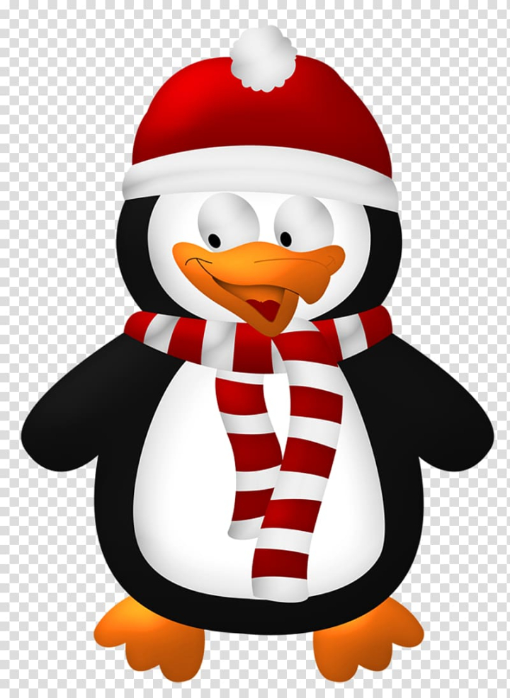 Free: Penguin wearing red and white scarf cartoon character, Penguin  Christmas Bird , Cute Christmas Penguin transparent background PNG clipart  