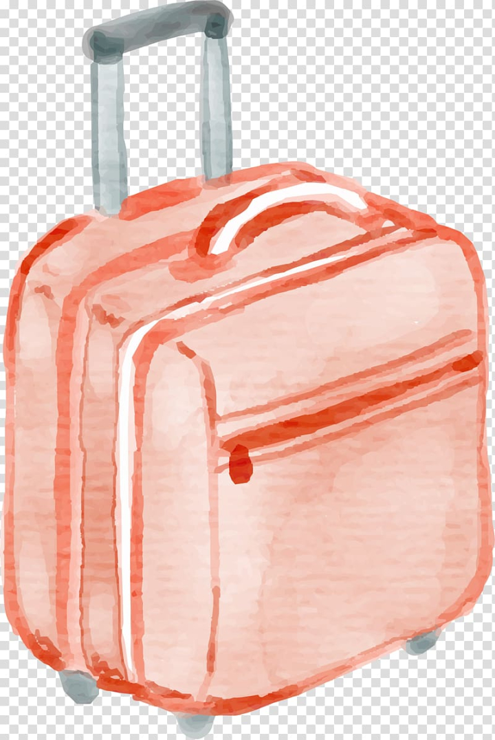 Free: Orange rolling luggage illustration, Suitcase Watercolor painting  Baggage Drawing, Hand drawn suitcase with watercolor transparent background  PNG clipart 