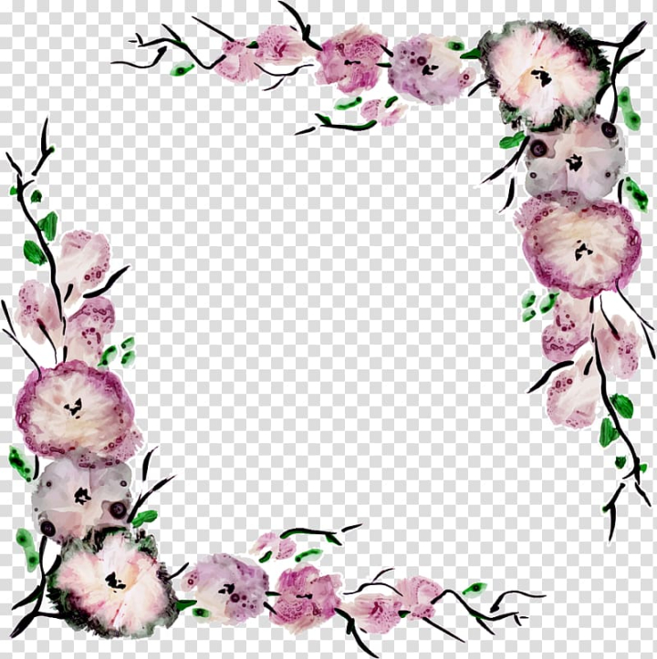 Free: Animated pink and white flowers illustration, Flower Purple Best  borders Euclidean , hand-painted flower borders transparent background PNG  clipart 