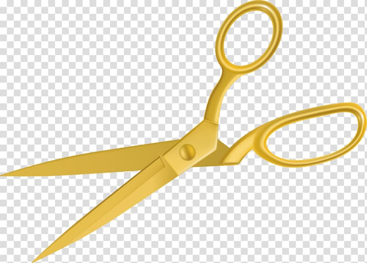 Scissors Ribbon Vector Art PNG, Golden Scissors Ribbon, Scissors