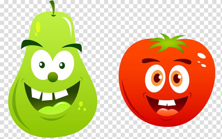 Free: Fruit Animation Drawing, Cartoon elements pear tomatoes transparent  background PNG clipart 