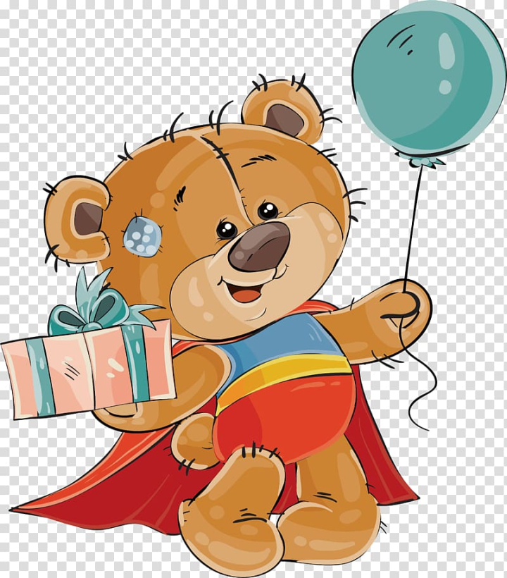 Free: Bear holding gift box graphic art, Bear Watercolor painting  Illustration, The little bear in the red cloak transparent background PNG  clipart 