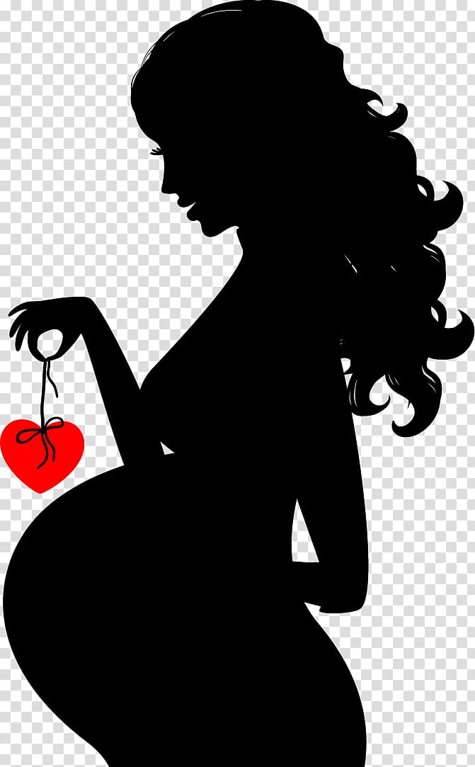 Free: Silhouette of pregnant woman holding red heart accessory, Pregnancy  Silhouette Woman , Cartoon pregnant women material transparent background  PNG clipart 