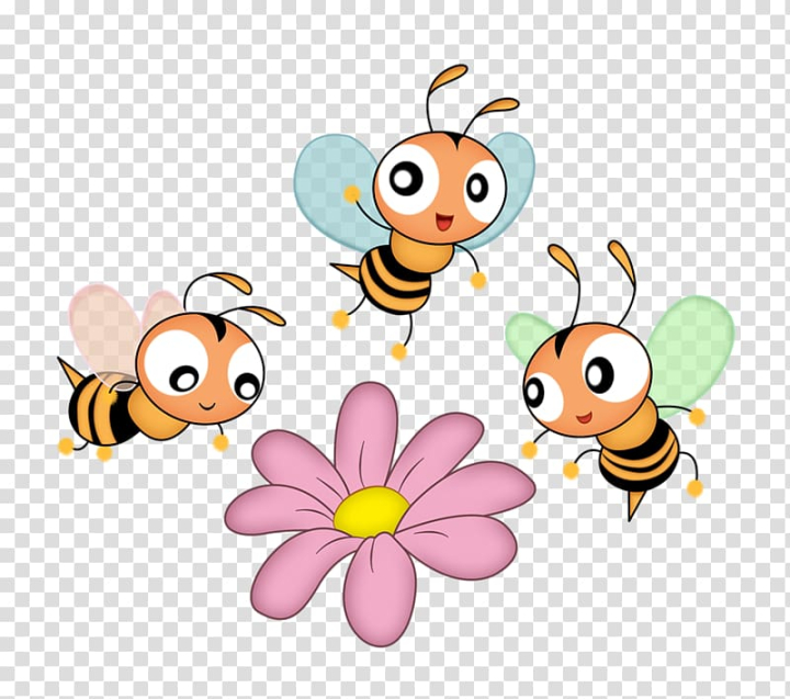 Free: Three bees illustration, Honey bee Cartoon , Hand-painted cartoon  cute little bee transparent background PNG clipart 