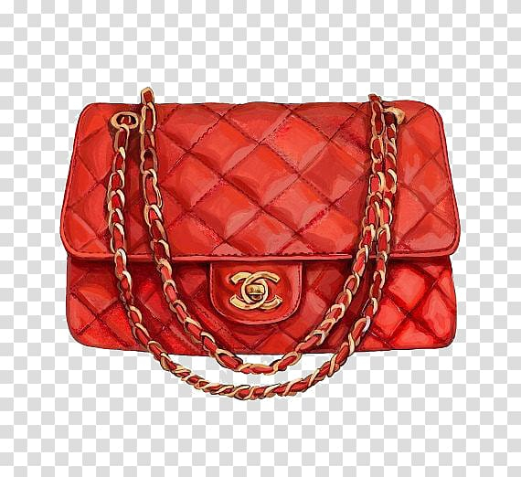 Free: Quilted red Gucci leather bag, Chanel Handbag Watercolor painting  Fashion, Women bag transparent background PNG clipart 