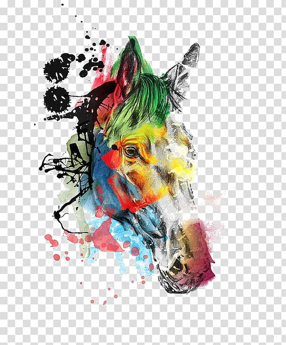 Free: Multicolored horse face illustration, Horses in art Horses